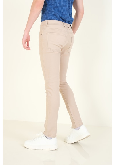 Giyim Dünyası Erkek 5 Cep Slim Fit Kot Pantolon Bej 001