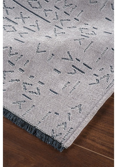 Modern Desenli Dekoratif Yıkanabilir Şönil Dokuma Saçaklı Kaymaz Taban Salon Mutfak Halı Kilim Gri