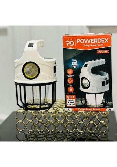 Powerdex PD-3535 Çift Işıklı Güneş Enerjili Kamp Feneri Beyaz