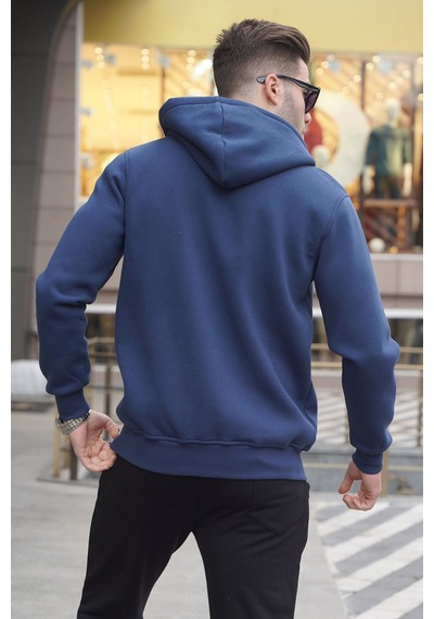 Madmext Lacivert Kapüşonlu Regular Fit Erkek Sweatshirt 6033 Lacivert