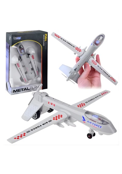 Oyuncak Uçak Çek Bırak - Diecast Işıklı Askeri Uçak