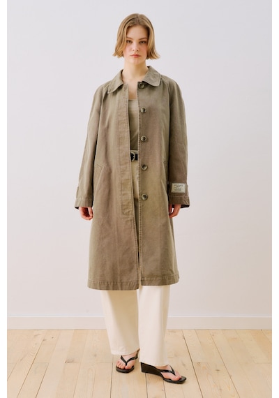 Manuka Yıkamalı Oversıze Trençkot Haki Ss26trc00008-09
