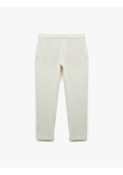 Koton Waffle Dokulu Cep Detaylı Kancalı Slim Fit Pantolon Beyaz 5sam40027hk Beyaz