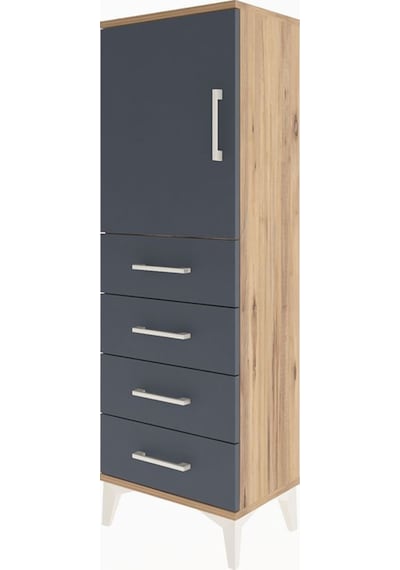 Arges Dolap 2 Raflı 4 Çekmeceli Tek Kapaklı 44x30x134 Çam-antrasit Atlas Çam
