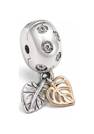 Nur Silver Yapraklı Durdurucu Gümüş Charm - Nur-cm00501