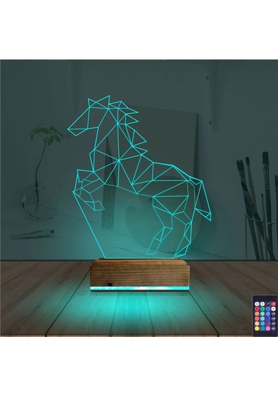 Luvivia At Tasarım Polygonal 3d Lamba - Masa Gece Lambası V2 Şeffaf