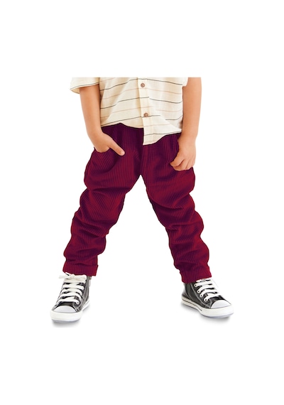 Denokids Fitilli Kadife Bordo Erkek Çocuk Pantolon Renkli