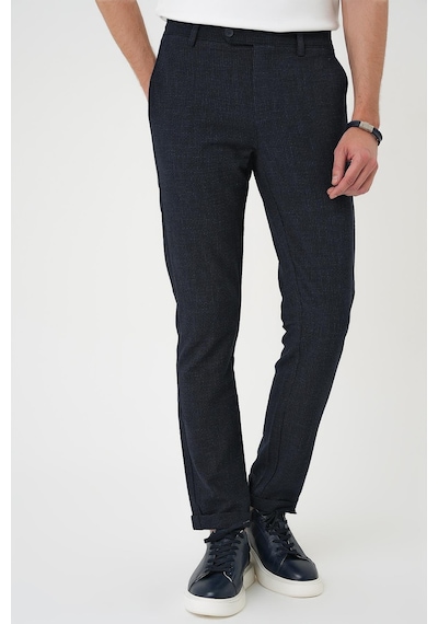 Efor Comfort Fit Beli Lastikli Pötikareli Casual Lacivert 2 Pantolon P 1149 Lacivert