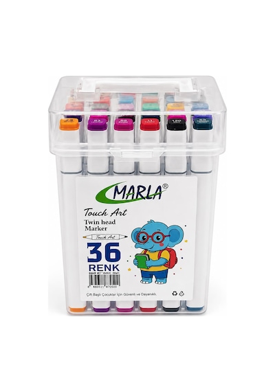 36 Renk Çift Uçlu Marker Kalem Seti Touch Art Boyama Ve Çizim Kalemi Kutulu Çok Renkli