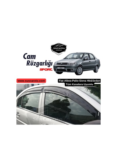 Fiat Albea Palio Siena Hb&Sedan Uyumlu Mugen Cam Rüzgarlığı Seti Piano Black 4'lü İthal (00) (ŞüsCarOto Aksesuar)