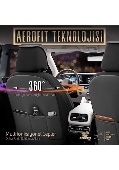 Inspire Design Premium Deri Ekstra Destekli Universal Oto Koltuk Kılıfı Tam Set