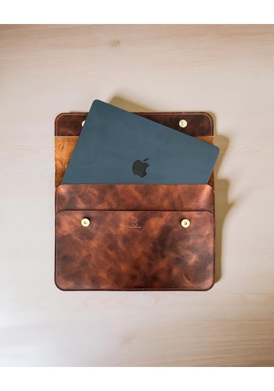 Hakiki Deri Macbook Kılıfı 13-14 İnç Gerçek Deri Premium Macbook Çantası, Macbook Air, Macbook Pro - Mess Collection Taba 13/14 İnç Diğer