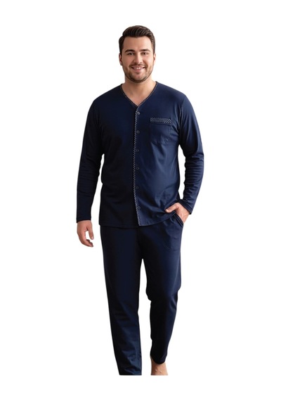 Over Sleep By Poleren Over Sleep 2419 Erkek Kışlık Büyük Beden Önden Düğmeli Süprem Pijama Takımı Lacivert Over Sleep By Poleren Over Sleep 2419 Erkek Kışlık Büyük Beden Önden Düğmeli Süprem Pijama Takımı Lacivert