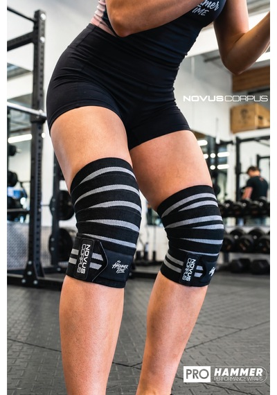 Fitness Diz Bandajı Knee Wraps Ağırlık Crossfit Dizliği Sarmalı Dizlik Cırt Bantlı - 2 Adet - Siyah/gri Desen