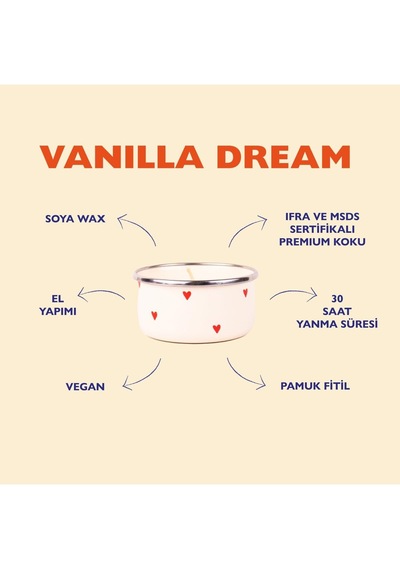 Tr Vanilya Dream, Emaye Kapta Soy Wax Mum Vanilya Kokulu-150 Ml Diğer