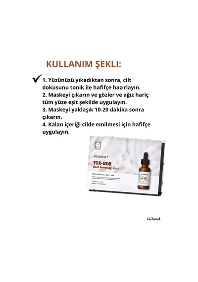 Medipeel Tox-bor Gold Boosting Mask 25 Ml 1 Adet Cilt Elastikiyetini Artıran Besleyici Maske