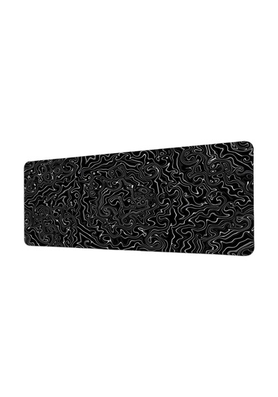 Siyah Beyaz Akışkan Kontur Deseni 40x90 Cm Oyuncu Mousepad Kaymaz Taban Büyük Boy Mousepad