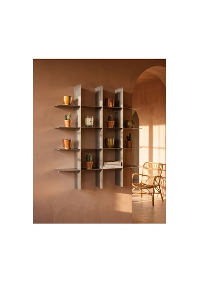 Dizör Grid Duvar Rafı 304 Paslanmaz Çelik, Fırçalı, 4 Katlı 16 Raf Panelli Duvar Rafı 80 X 95 Cm Gümüş