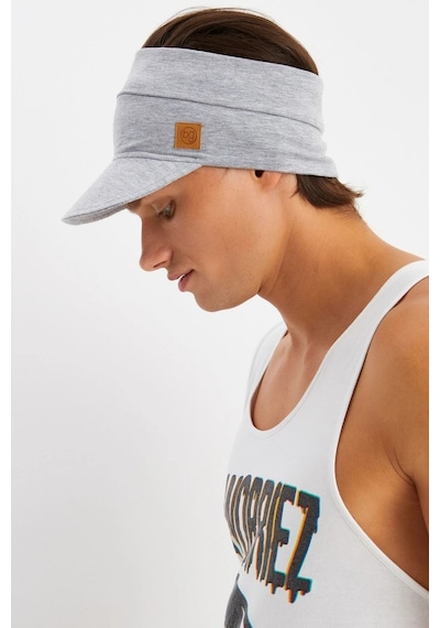 Butikgiz Erkek Uv Koruyuculu %100 Pamuklu Penye Tenis Golf Stil Vizör Şapka Siperlik - Tek Ebat / Açık Gri Açık Gri