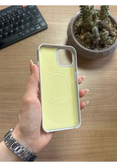 Apple Uyumlu iPhone 13 Animasyonlu Stylus Silikon Kılıf Krem