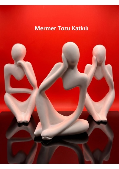 Üçlü Düşünen Adam Dekoratif Obje " Görmedim Duymadım Bilmiyorum " Biblo Soyut Dekor