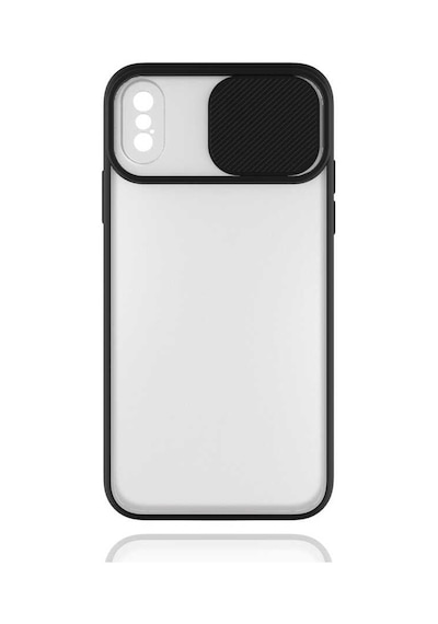 Kilifone - Apple Uyumlu iPhone Xs 5.8 - Kılıf Slayt Sürgülü Arkası Buzlu Lensi Kapak - Siyah