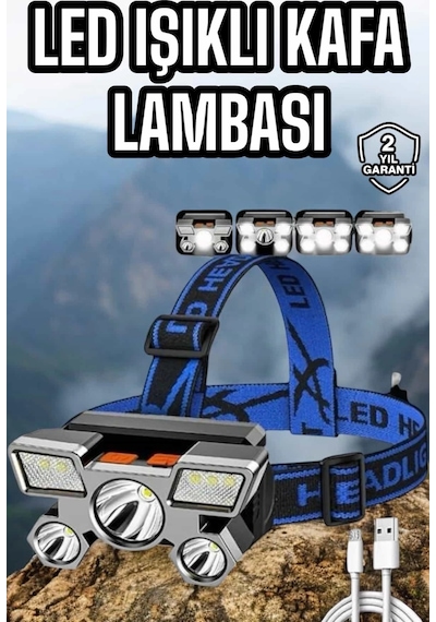 Mey İthalat Balıkçı Kafa Lambası Led Işık 4 Farklı Mod Esnek Ve Ayarlanabilir
