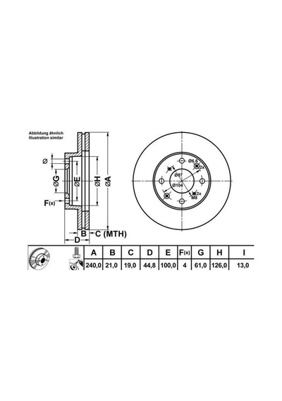 MGA 50296 Fren Diski Ön Civic 91-01 Havalı 240Mm