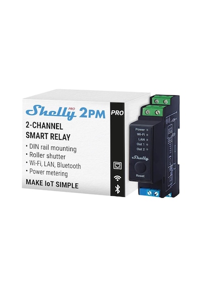 Shelly Pro 2PM DIN Ray 2 Kanal Enerji Ölçer Röle