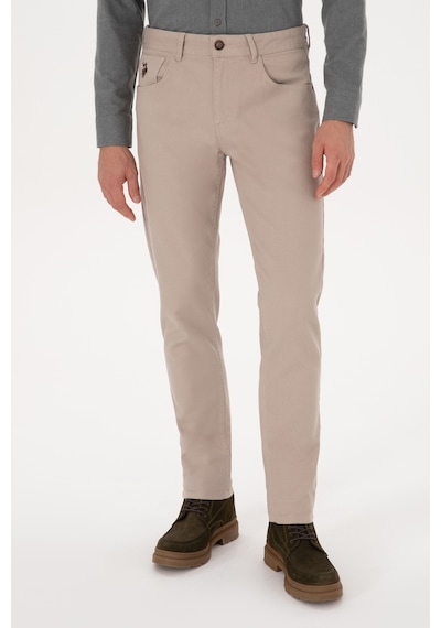 U.S. Polo Assn. Erkek Koyu Bej Slim Fit Kanvas / Chino Pantolon 50310340-VR088