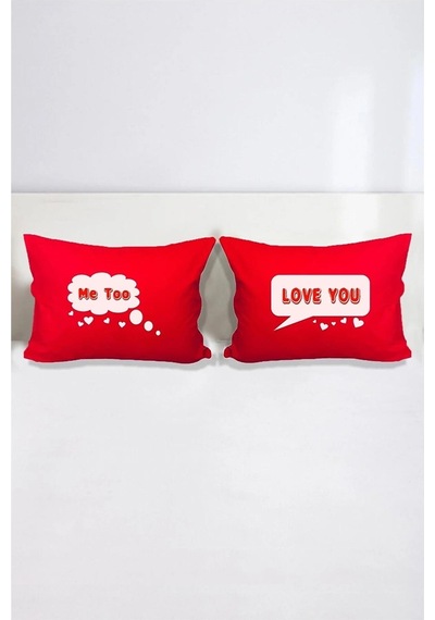 Love You - Me Too Pamuklu Çift Kişilik 50x70 cm Yastık Kılıfı Seti