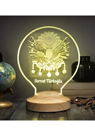 Babaya Hediye, Osmanlı Tuğrası 3d Led Lamba - Tarih Ve Sanatseverler İçin Kişiye Özel Hediyelik, Osmanlı Temalı
