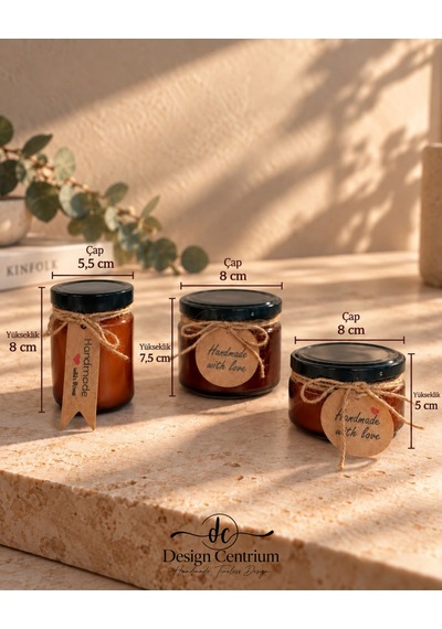 Amber Dokunuşu 3 Lü Amber Kokulu Soya Wax Aromaterapi Mum Seti Kahverengi