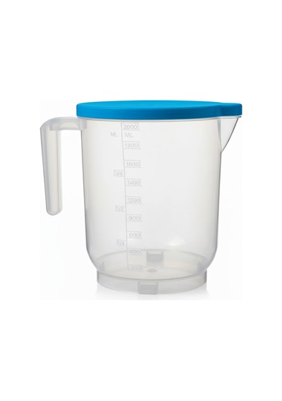Pratik Mutfak Ölçü Kabı - 2 Litre Dereceli Şeffaf Hazne Bpa Free Mavi
