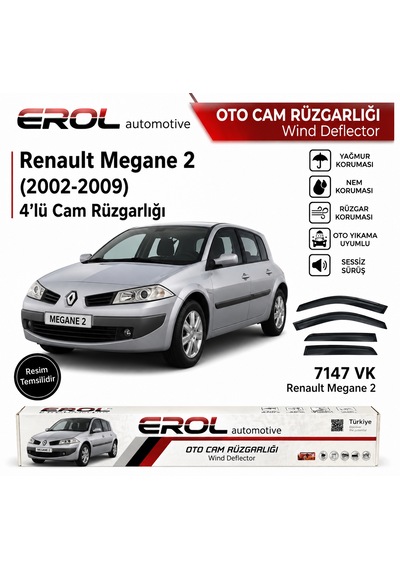 Renault Megane 2 2002-2009 4'lü Mugen Cam Rüzgarlığı