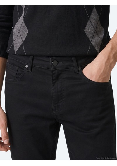 Kip Siyah Düz Slim Fit Denim Pamuk Karışımlı Pantolon Siyah -