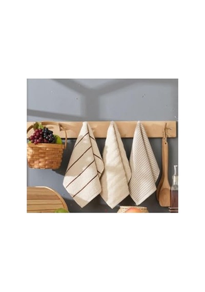 30x50 Cm Bambu Mutfak Havlusu Seti, 6 Adet Bej Renk Açık Gri