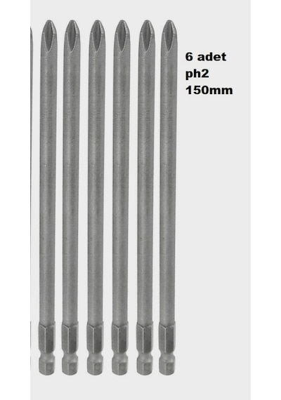 Yıldız Bits Ucu 150 MM 6 Adet Bits Yıldız Uç 150 Mm Seç Ph2X150 Mm
