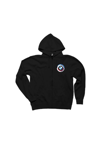 BMW New Logo 2023 Black Siyah Fermuarlı Kapşonlu Sweatshirt Siyah
