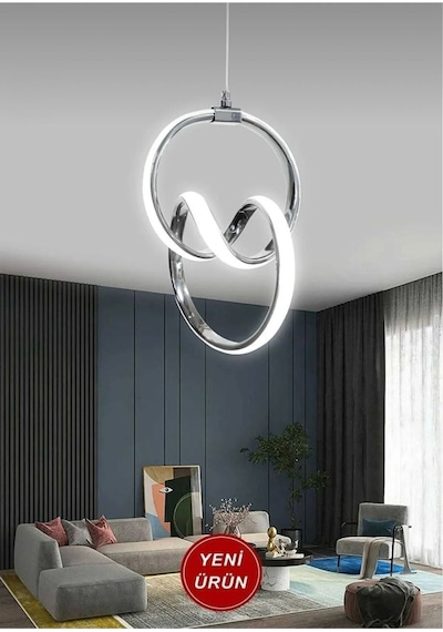 Modern Krom Kaplama Sarkıt Led Avize Oturma Odası Çocuk Odası Koridor Beyaz Işık Krom