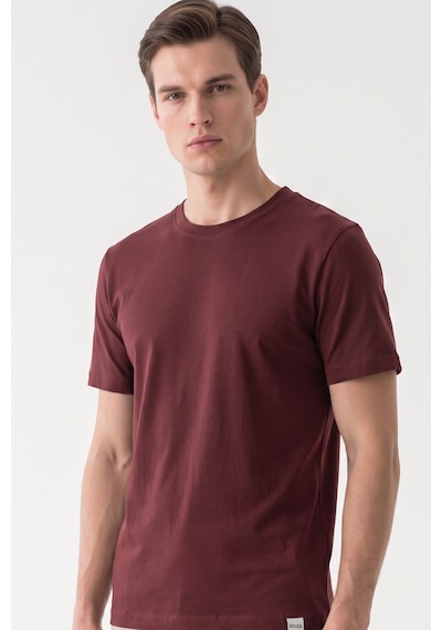 Mor Bisiklet Yaka Kısa Kol Slim Fit Pamuklu Tişört 1011265166 Mürdüm