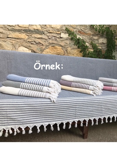 Pamuklu Kaymaz Hasır Dokuma Maxi Boy Kolları Örten Koltuk Örtüsü 180x310 - Kreme Kahve Kreme Kahverengi