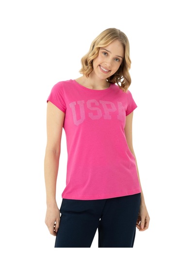 U.S. Polo Assn. Kadın Basic Bisiklet Yaka Tişört Fuşya