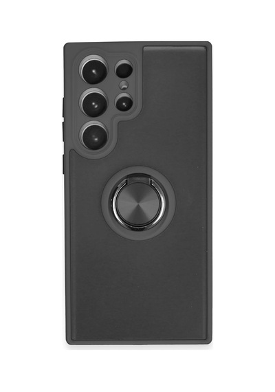 Newface - 984 - Samsung Galaxy Uyumlu S23 Ultra Kılıf Montreal Yüzüklü Silikon Kapak - Csmo-tex - - Siyah Sıyah