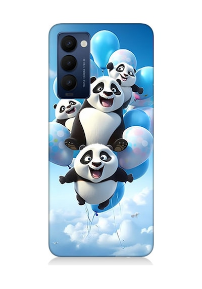 Tecno Camon 18 Uyumlu Silikon Kılıf Uçan Sevimli Pandalar