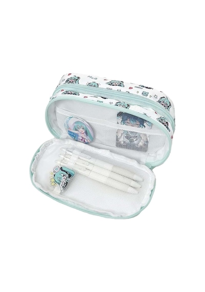 Kawaii Anime Miku Tasarımlı Kalem Kutusu, Fermuarlı, 2 Bölmeli, 23x8x3.5 Cm Tek Renk