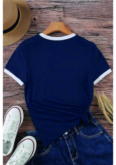 Unisex Lacivert Penye İnterlok Tişört