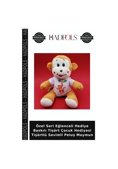 Özel Seri Eğlenceli Hediye Baskılı Tişört Çocuk Hediyesi Tişörtlü Sevimli Peluş Maymun Çok Renkli
