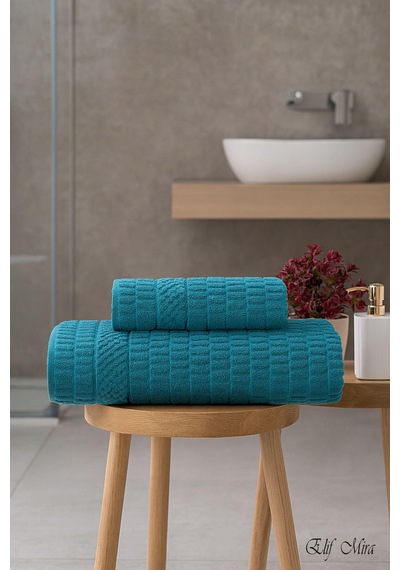 Banyo Havlu Seti %100 Pamuk 2 Parça 50 90 + 90 150 Cm Soft Comfort Yeşil