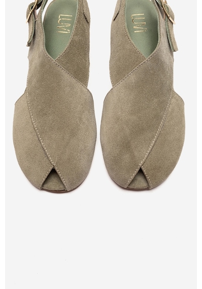 Luvishoes Monaro Yeşil Süet Hakiki Deri Kadın Sandalet